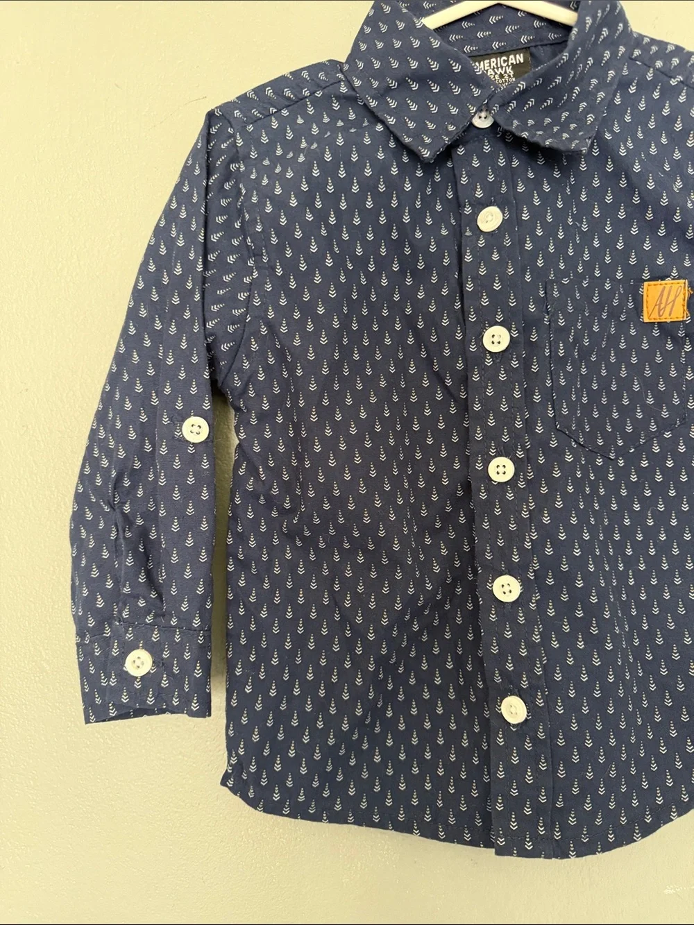 American Hawk Boys‎ Navy Blue Geometric/Arrow Pattern Button Down Shirt 2T
